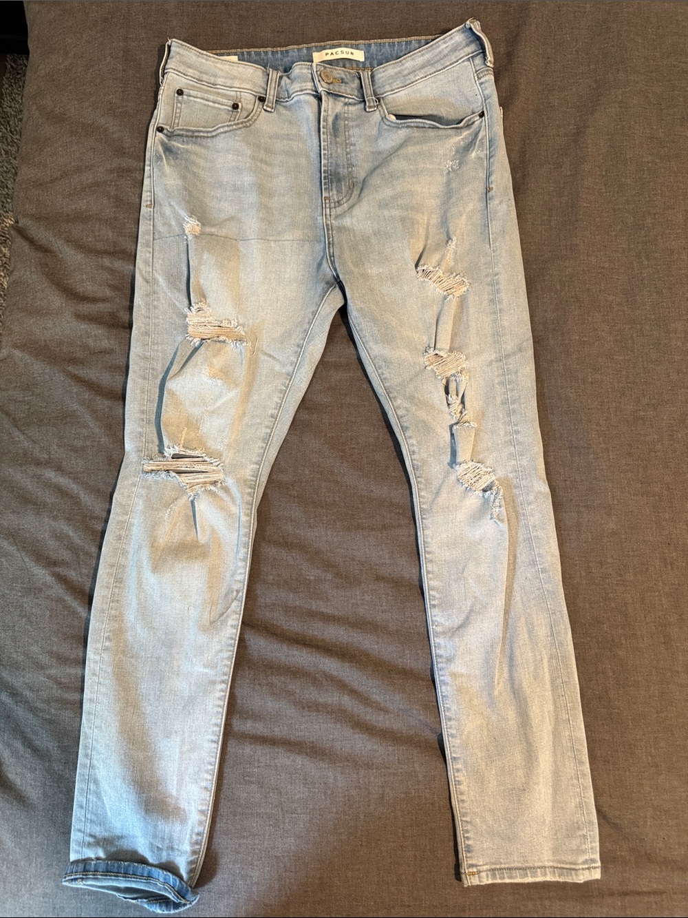 PacSun Light Wash Ripped Skinny Taper Jeans